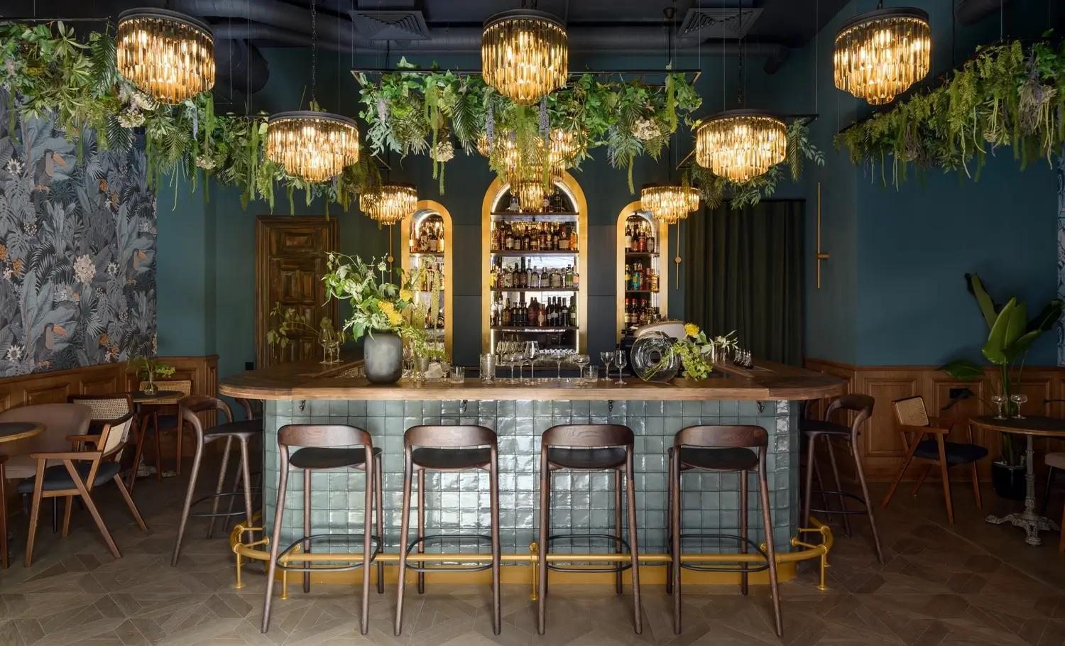 Art Deco Bar with Greenery